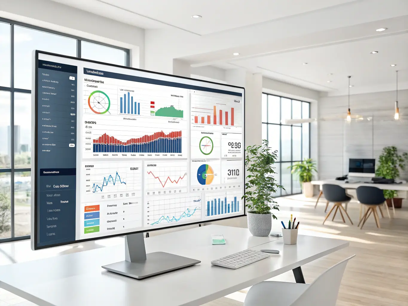 A detailed digital dashboard displaying real-time supply chain data, highlighting optimization and efficiency in maritime logistics.